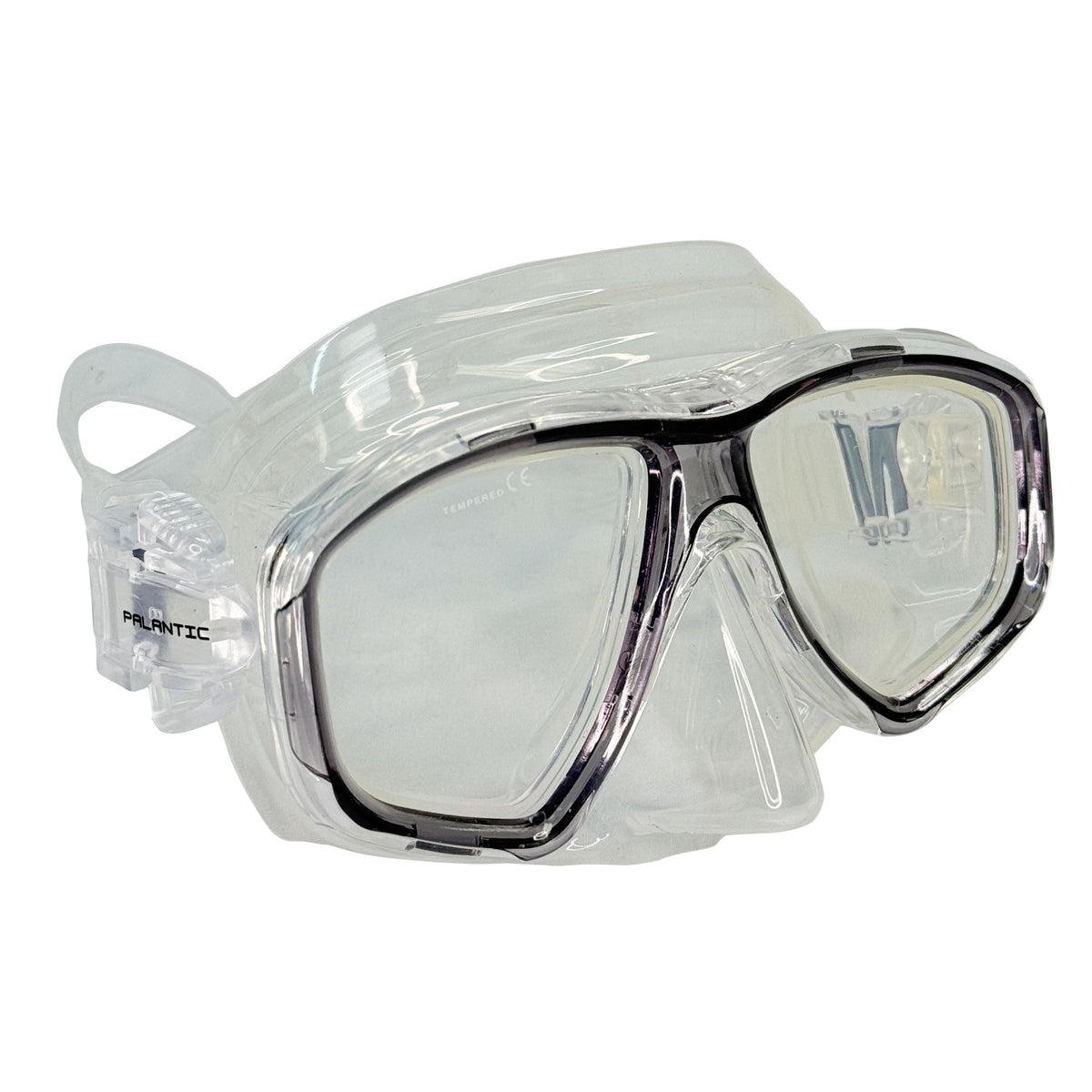 Palantic M36 Translucent Charcoal/Clear Silicone RX Nearsighted Lenses Dive/Snorkeling Mask