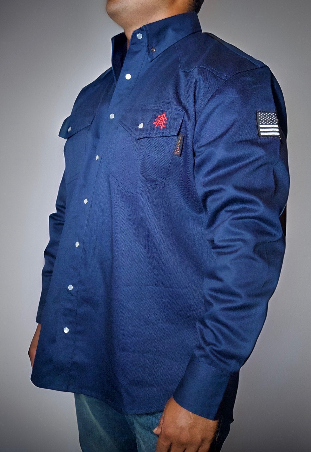 FR Western Style Pearl snap - Navy - Triathlete Store