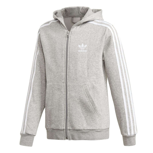 adidas Originals Youth Boys Trefoil Full-Zip Hoodie - MEDIUM GREY / HEATHER WHITE