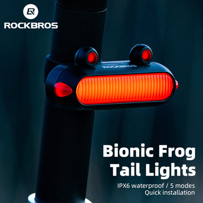 Frog Tail Light USB 6 Modes Brake Light