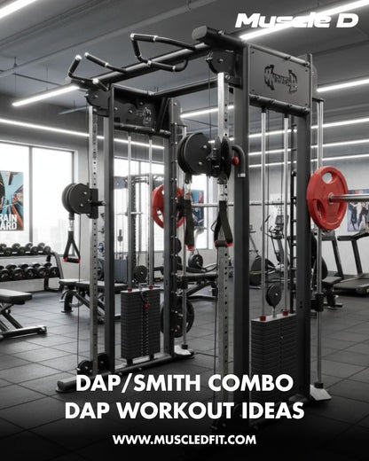 Muscle D Fitness Dual Adjustable Pulley Smith Combo – Full Body Trainer