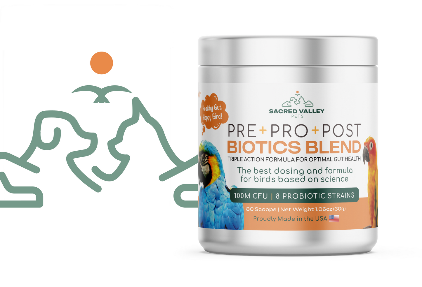 Pre+Pro+Post Biotics Blend for Parrots - 1.06oz