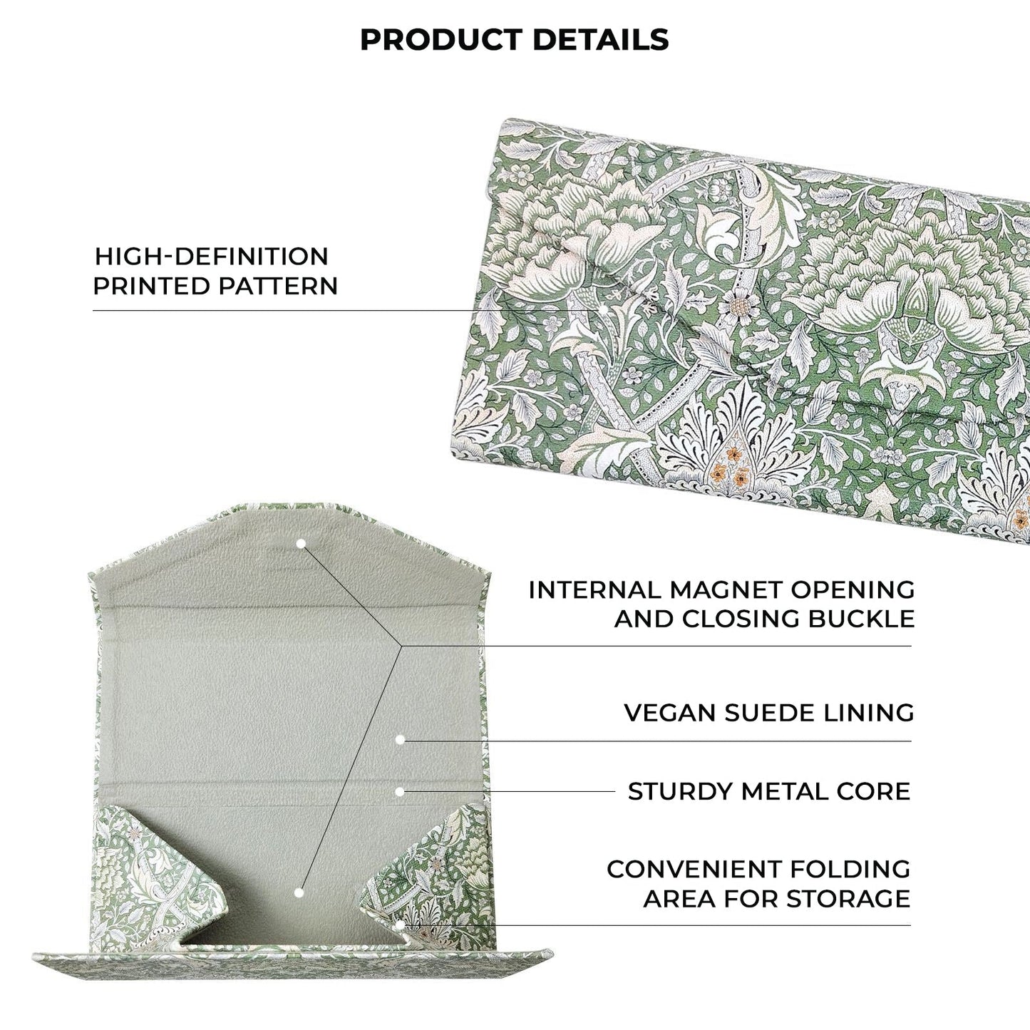 Lodden by William Morris Glasses Case - Vegan Leather Folding Hard Shell Case