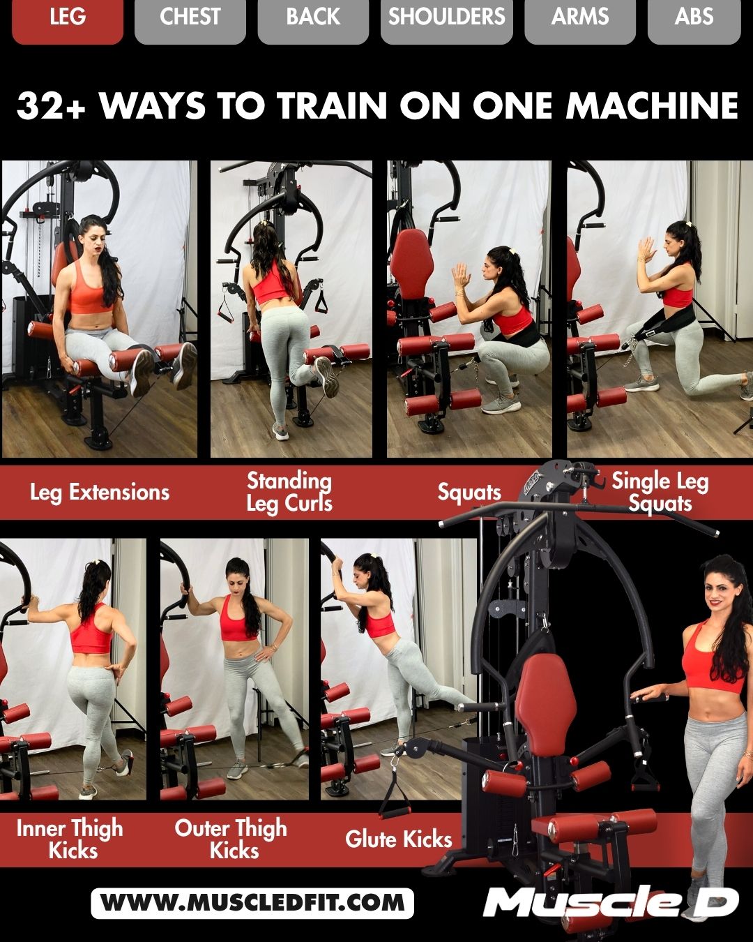 Muscle D Fitness Compact Single-Stack Multi-Gym | Full Body, Space-Saving