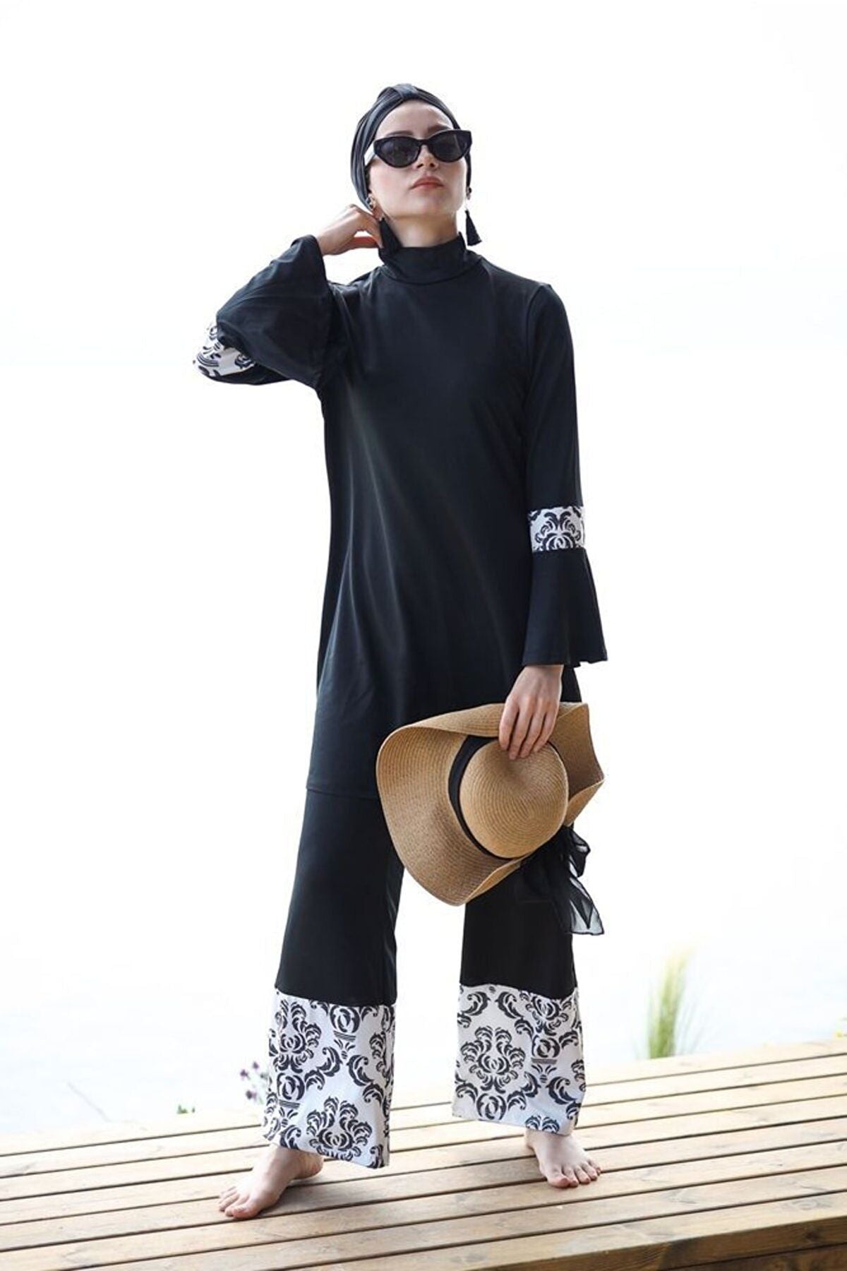 Lycra Black Burkini Modest Swimwear 1958