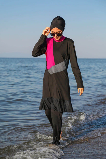 Lycra Black Burkini Modest Swimwear M2106