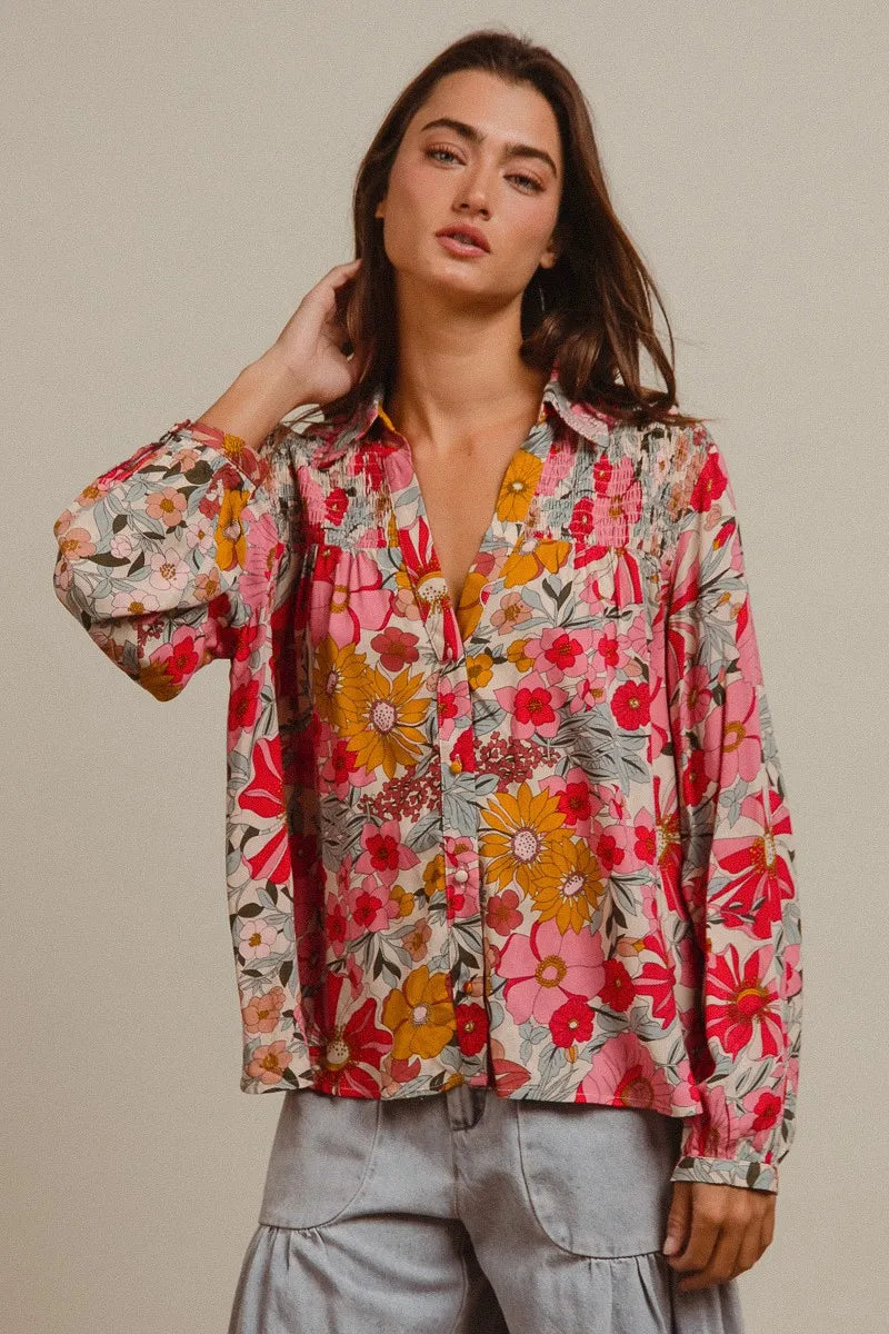 BiBi Woven Floral Printed Shirt Top