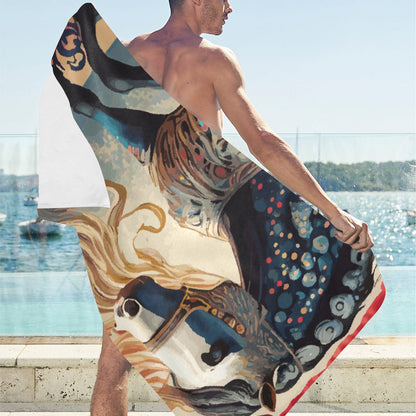 Bejeweled Horse with Long Mane Beach Towel - 30"x 60" (Made In USA)