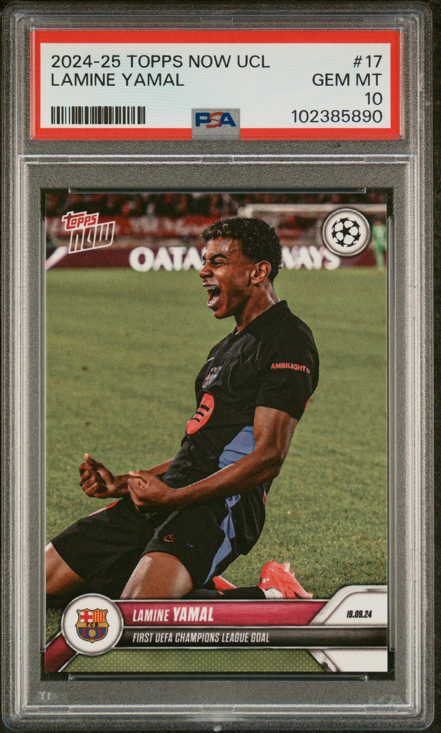 Graded 2024 Topps Now Lamine Yamal #17 Rookie RC Soccer Card PSA 10 Gem Mint