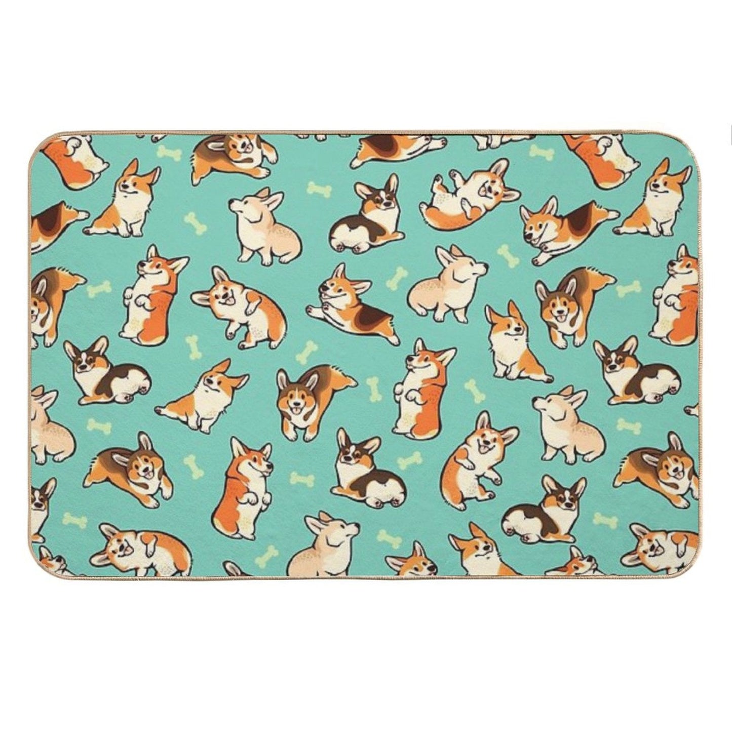 Jolly Corgis in Green Bath Mat