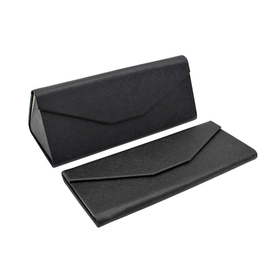 Black Solid Color Glasses Case - Vegan Leather Magic Folding Hardcase