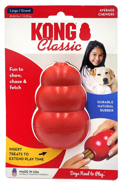 KONG Classic LARGE Durable Fetch & Chew Dog Toy Treat Stuffable 4X2.75"