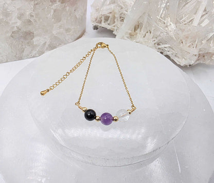 SACRED SPACE - Clear Quartz, Amethyst, Black Onyx Jewelry Set