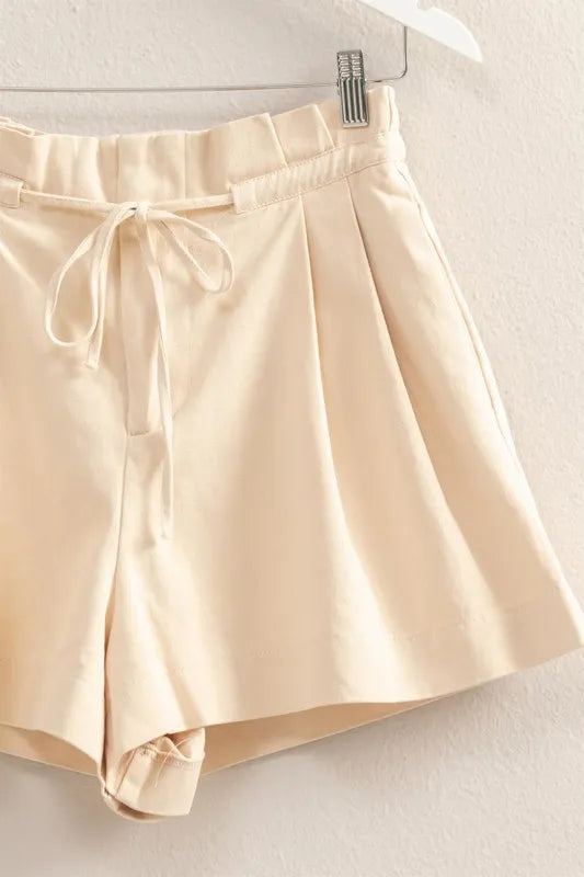 HYFVE High-Waisted Washed Twill Paperbag Shorts