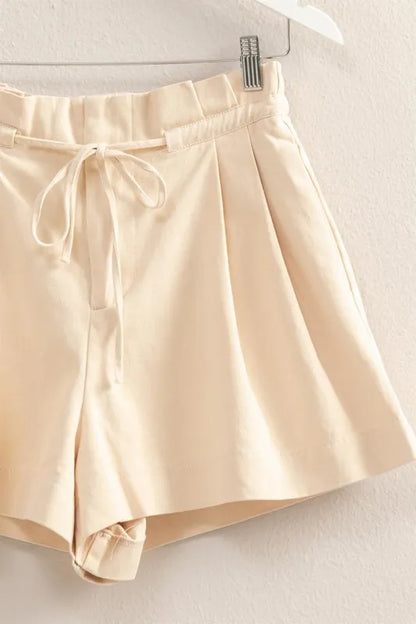 HYFVE High-Waisted Washed Twill Paperbag Shorts