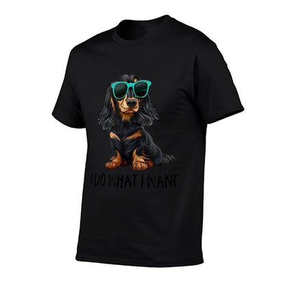 Funny Do What I Want Black Long Haired Dachshund Lover T-Shirt