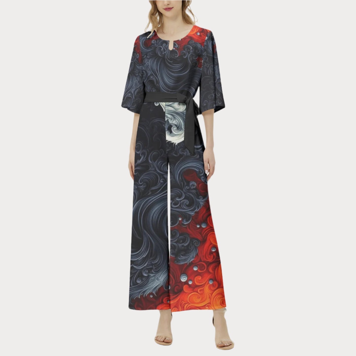 Brooklyn Republic™ Fire and Ice Dolman Belted Wide Leg Jumpsuit