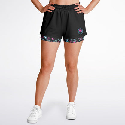 Rad Palm Neon Attack Women's 2 in 1 Shorts