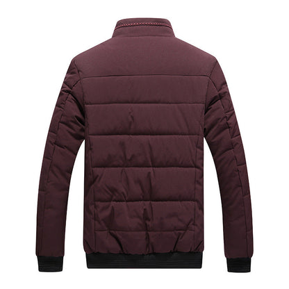 Fleece-Lined Puffer Jacket - Cotton Padded Winter Coat Men