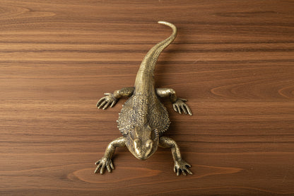 Brass Bearded Dragon Miniature Figurine