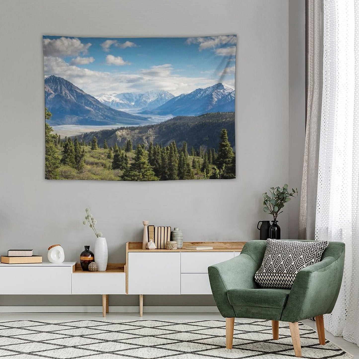 Forest Mountains River National Park Nature Photography Wall Art Tapestry