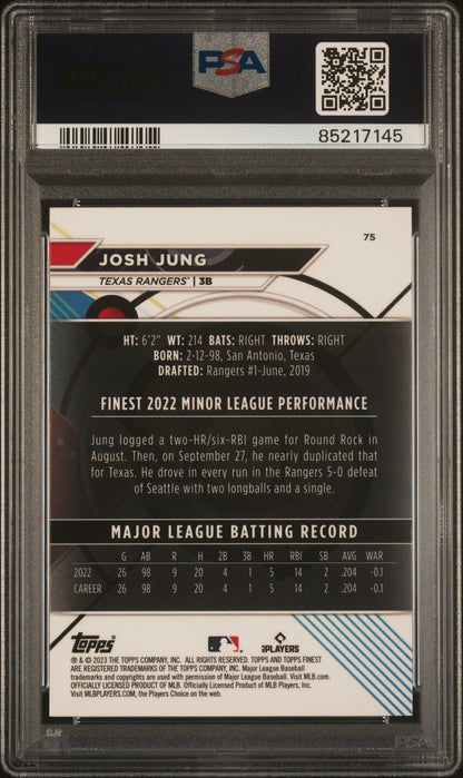 Graded 2023 Topps Finest Josh Jung #75 Rookie RC Baseball Card PSA 10 Gem Mint