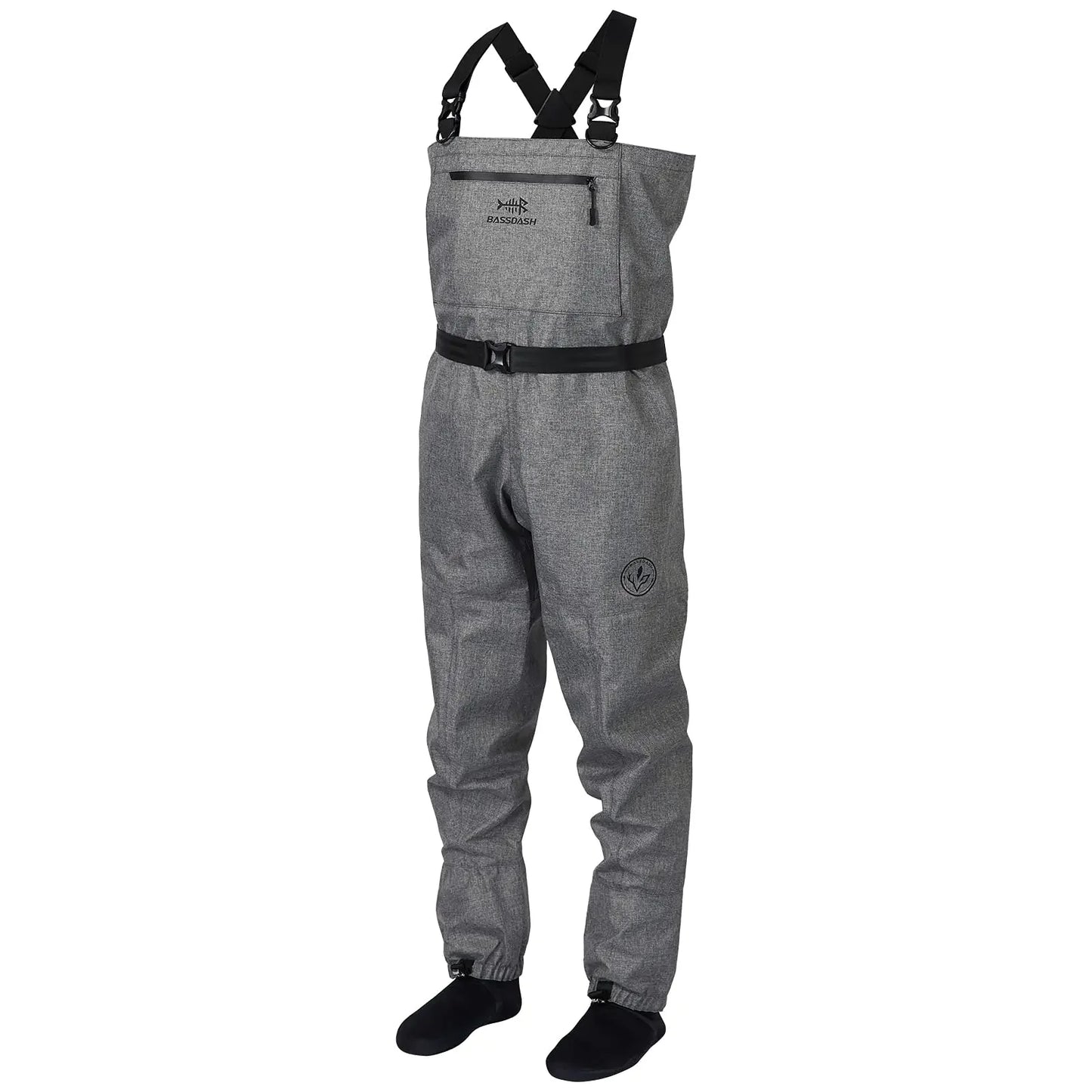 BASSDASH IMMERSE Breathable Ripstop Stocking Boot Foot Fishing Hunting Waders Lightweight Grey Camo Chest Wader for Men Women