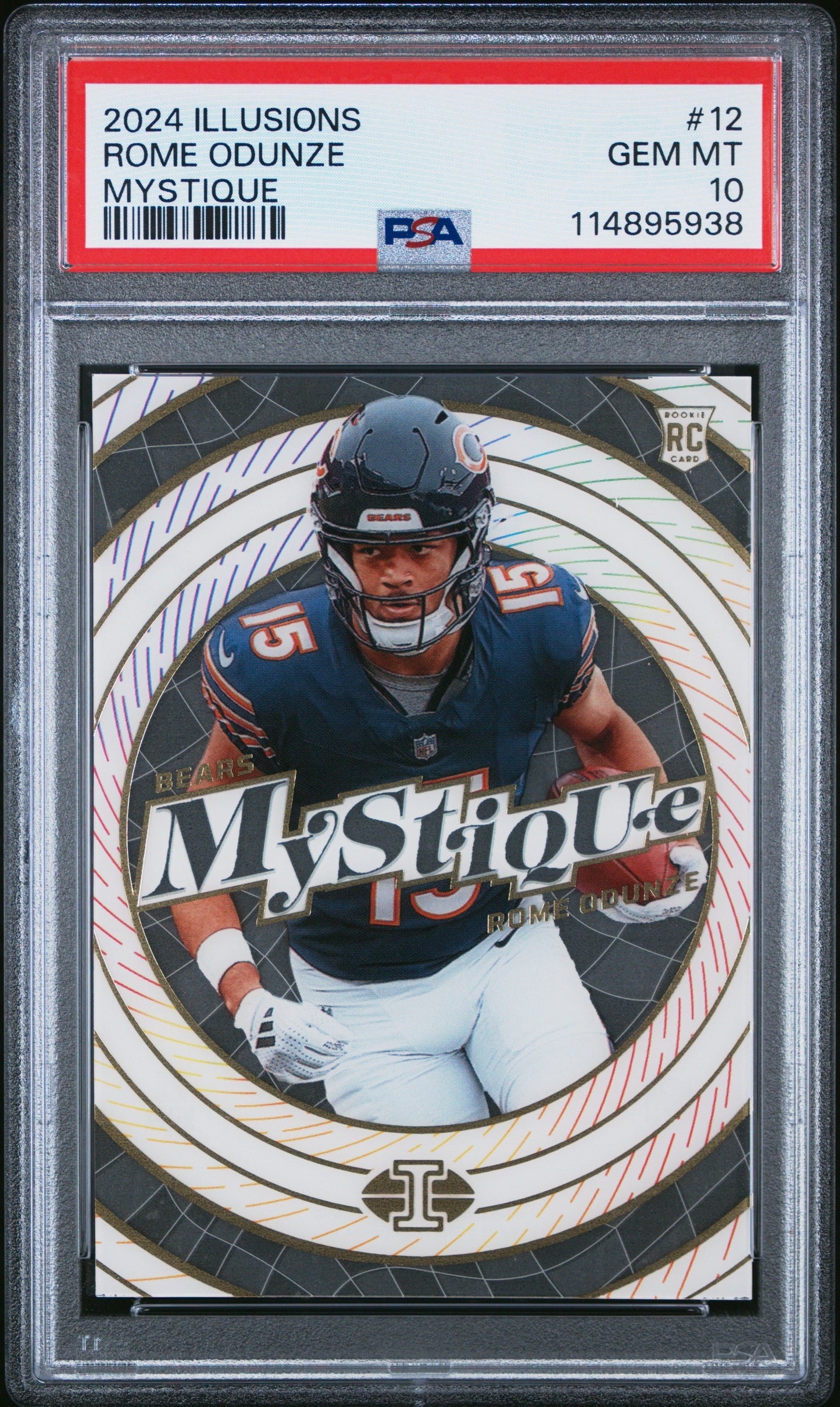 Graded 2024 Panini Illusions Rome Odunze #12 Mystique Rookie RC Football Card PSA 10 Gem Mint