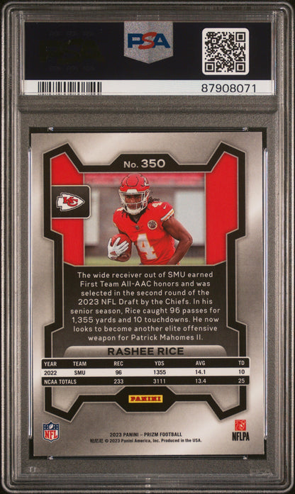 Graded 2023 Panini Prizm Rashee Rice #350 Rookie RC Football Card PSA 10 Gem Mint