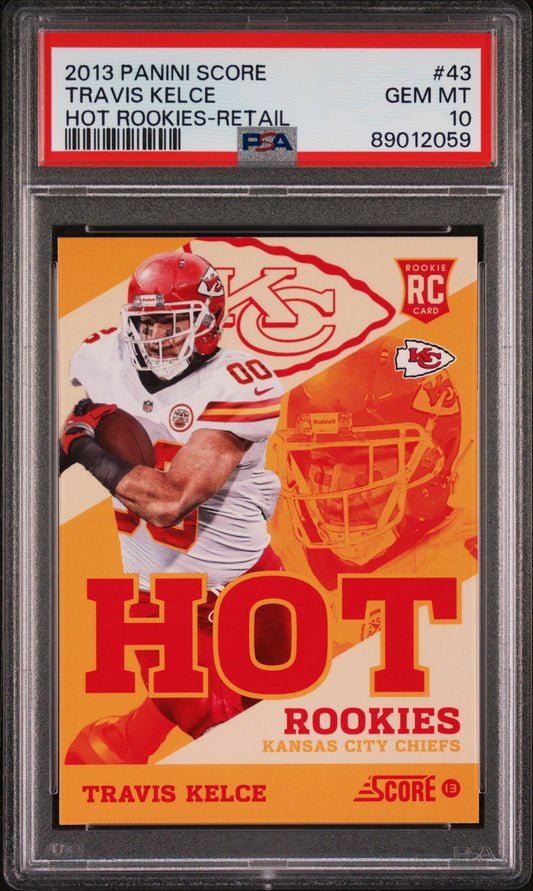 Graded 2013 Panini Score Travis Kelce #43 Hot Rookies Retail Rookie RC Football Card PSA 10 Gem Mint