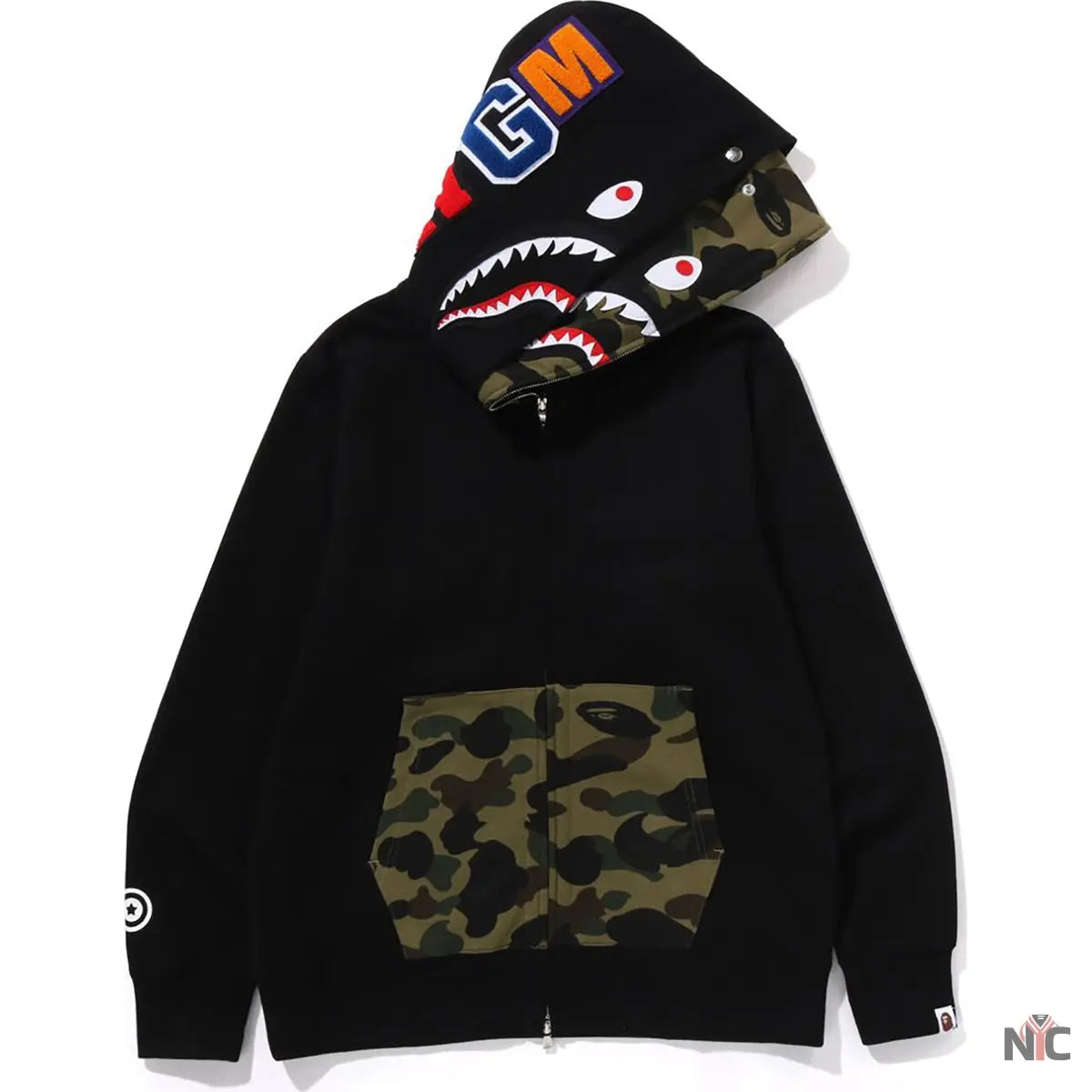1st Camo Shark Full Zip Double Hoodie Mens