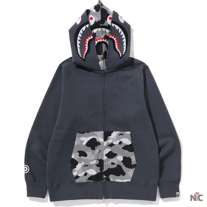 1st Camo Shark Full Zip Double Hoodie Mens