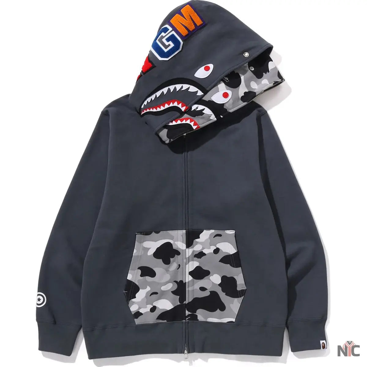 1st Camo Shark Full Zip Double Hoodie Mens