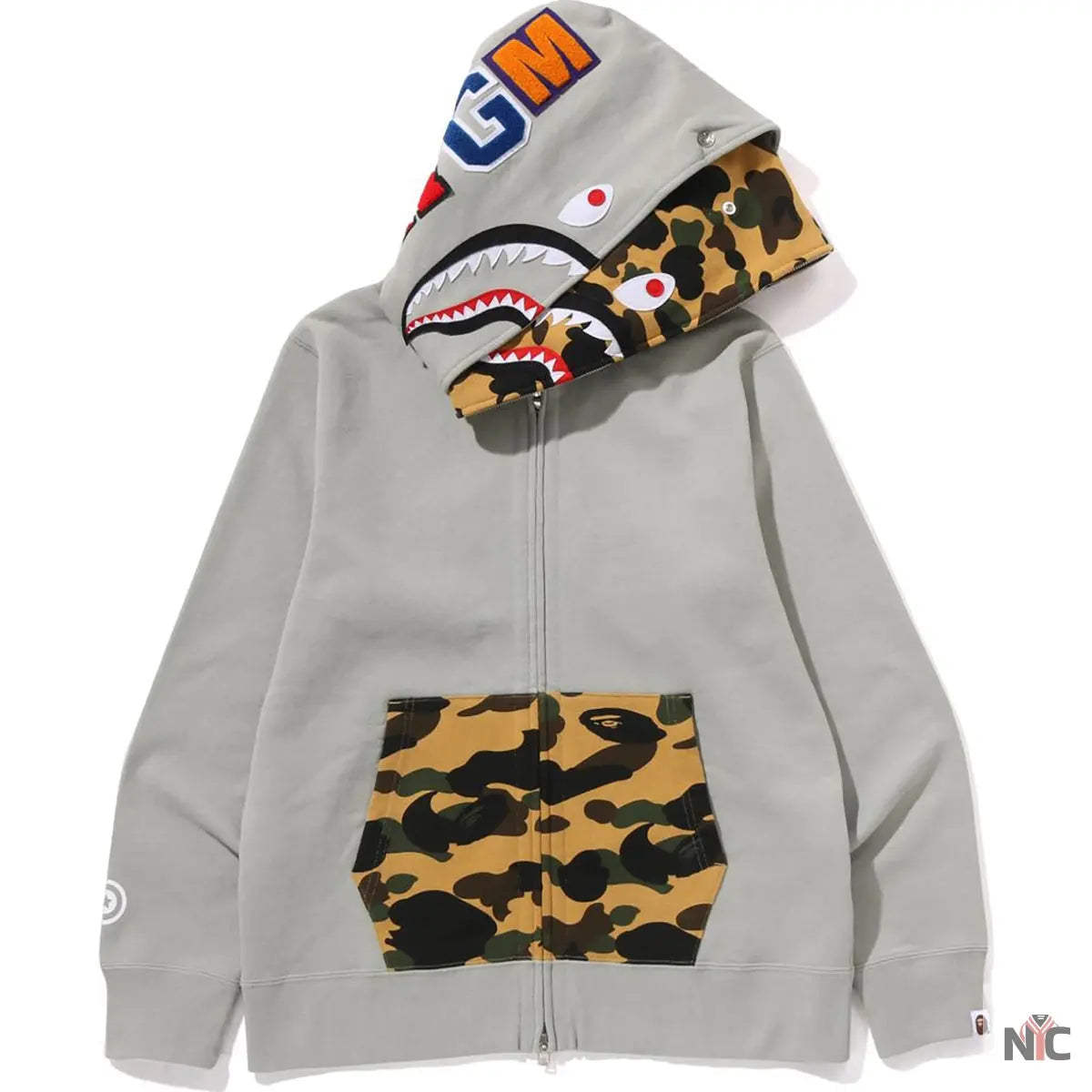 1st Camo Shark Full Zip Double Hoodie Mens