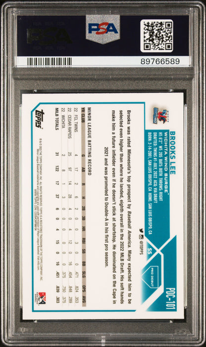 Graded 2023 Topps Pro Debut Brooks Lee #PDC101 Chrome Rookie RC Baseball Card PSA 10 Gem Mint