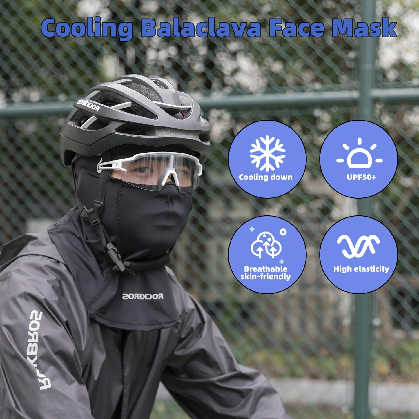 ROCKBROS Face Mask Cooling Neck Gaiter Breathable Face Covering Summer Balaclava