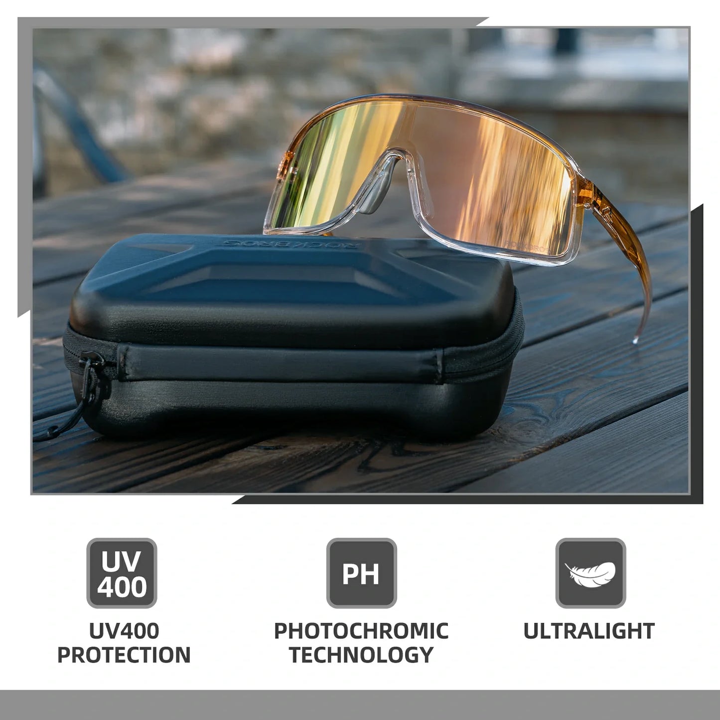ROCKBROS Cycling Sunglasses Photochromic Polarized Sports Glasses UV400 Unisex