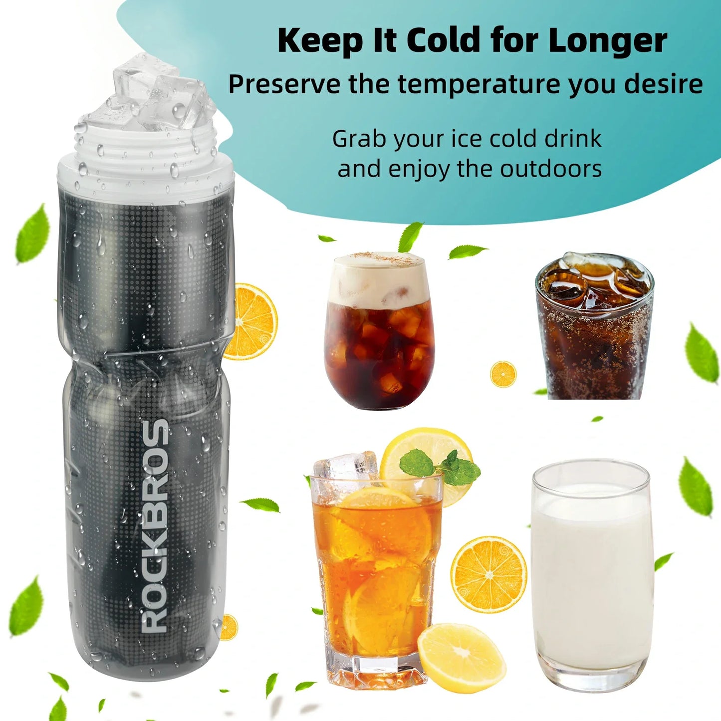 ROCKBROS 24OZ Insulated Bike Water Bottle