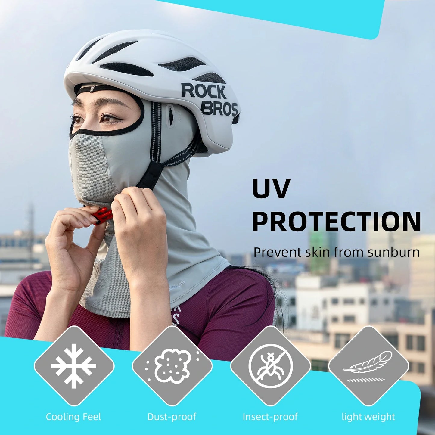 ROCKBROS Summer Balaclava Face Mask Cooling Neck Gaiter Breathable Face Covering
