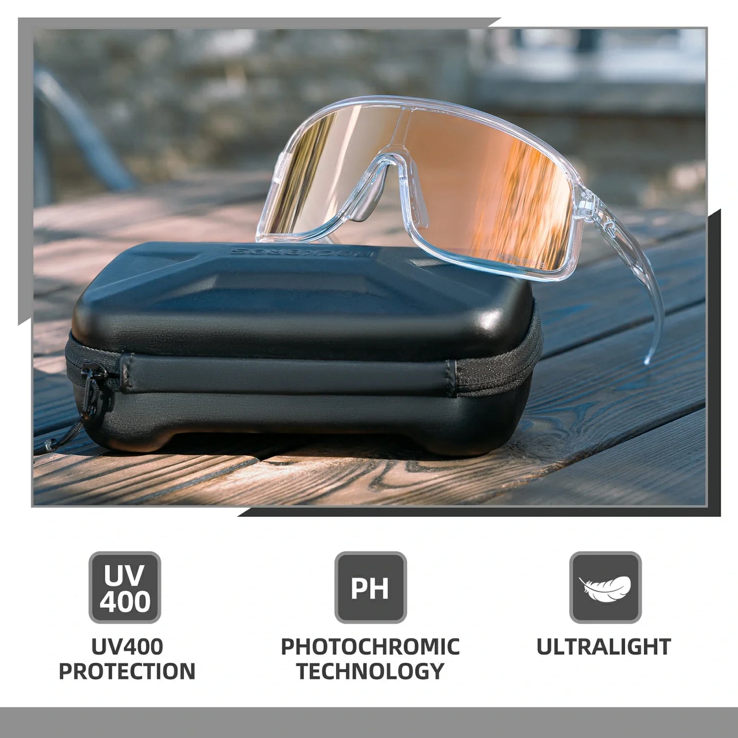 ROCKBROS Cycling Sunglasses Photochromic Polarized Sports Glasses UV400 Unisex