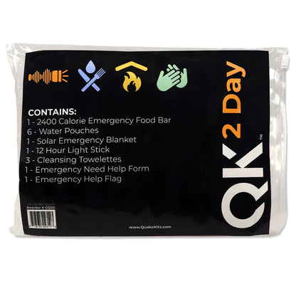 Quake Kits 2 Day Quick Grab Kit in Resealable Bag