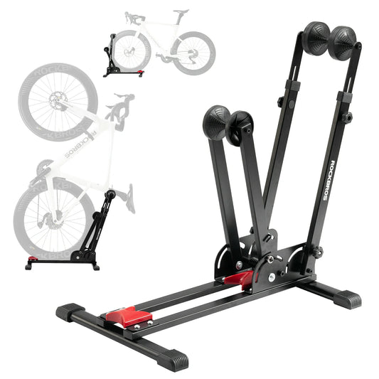 2-in-1 Adjustable Bike Stand Foldable Floor Vertical Rack Sturdy Carbon Steel for 24"-27.5" Wheels