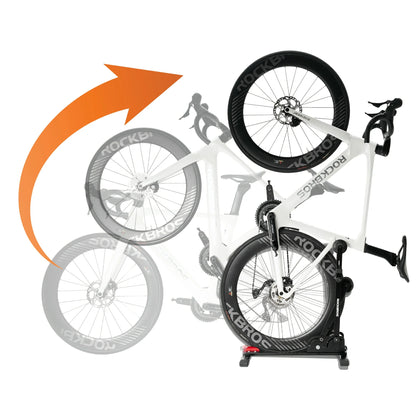 2-in-1 Adjustable Bike Stand Foldable Floor Vertical Rack Sturdy Carbon Steel for 24"-27.5" Wheels