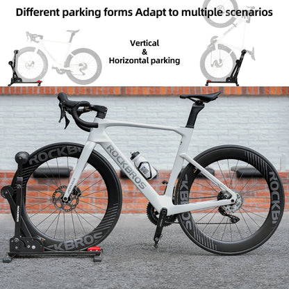 2-in-1 Adjustable Bike Stand Foldable Floor Vertical Rack Sturdy Carbon Steel for 24"-27.5" Wheels