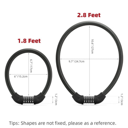 ROCKBROS 5-Digit Bike Cable Lock, Lightweight Portable Combination Lock