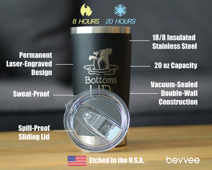 Bottoms Up - Insulated Coffee Tumbler Cup with Sliding Lid - Stainless Steel Travel Mug - Funny Duck Gifts for Women and Men