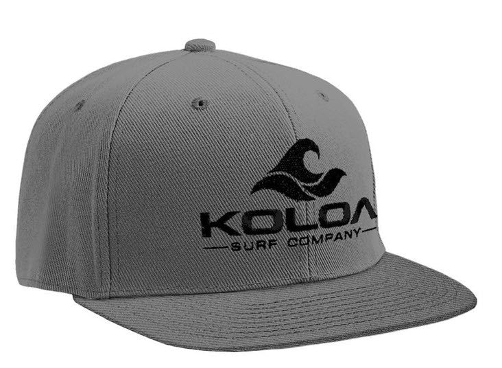 Koloa Surf Dark Grey Solid Snapback Hat with Black Embroidered Logo