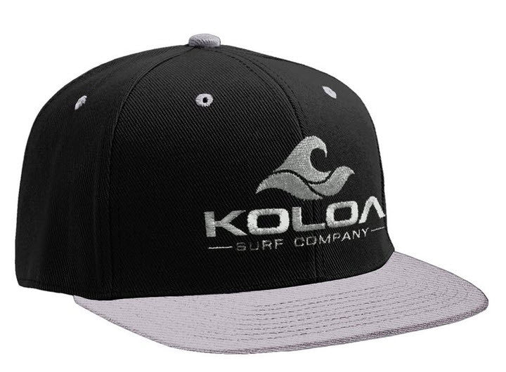 Koloa Surf Grey/Black Solid Snapback Hat with Grey Embroidered Logo