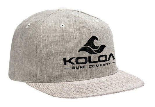 Koloa Surf Heather Grey Solid Snapback Hat with Black Embroidered Logo