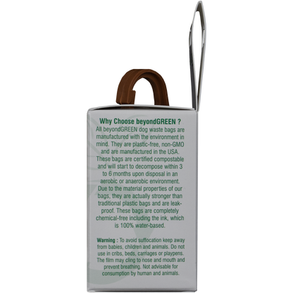 beyondGREEN Dog Waste Bag Leash Dispenser – Clip-On Holder for Standard Rolls – Durable, Portable, Made in USA